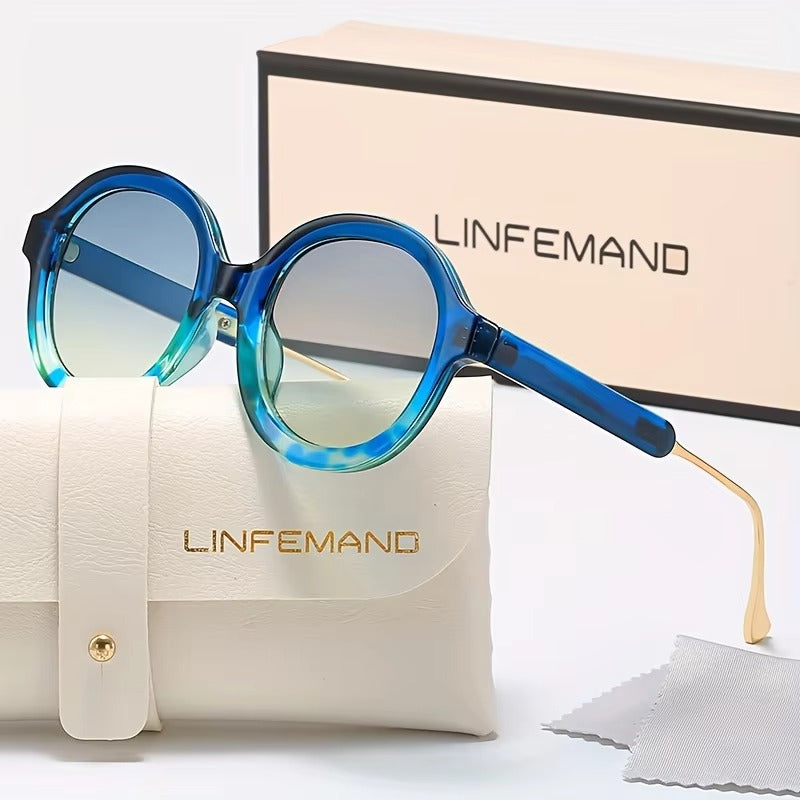 LINFEMAND RETRO CIRCULAR GRADIENT SUNGLASSES
